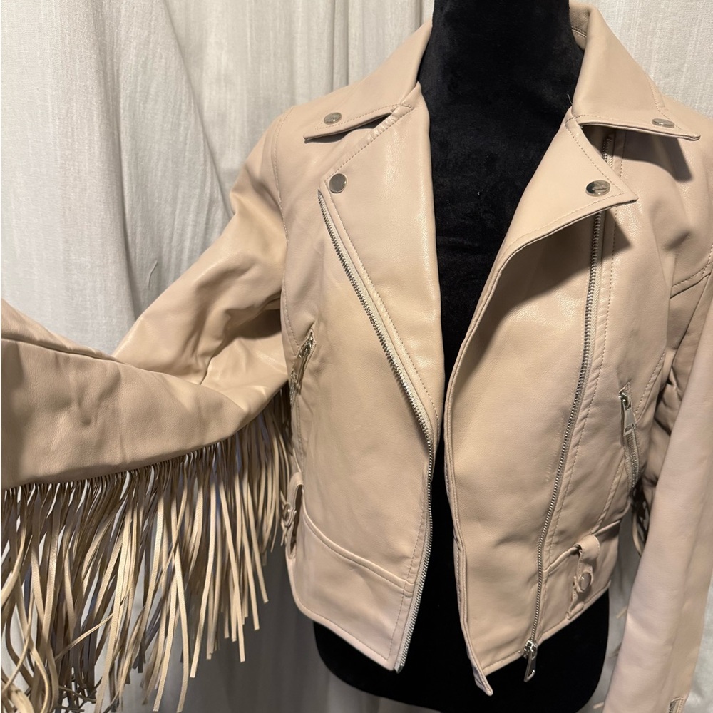 Women's Cream Fringe Jacket - Picture 3 of 5